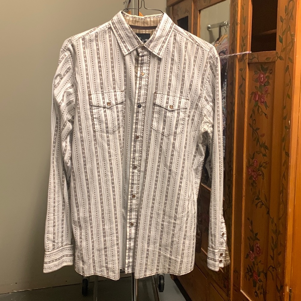 Age of wisdom mens snap up rock a billy shirt L